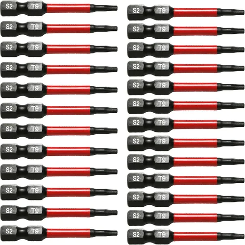 Vista 51 de TMAX Juego de puntas de destornillador de cabeza de estrella T6 Torx de 25 piezas, acero S2 de 6 puntos T-6 puntas de inserción de destornillador