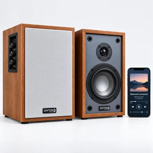 Vista 10 de Dayton Audio Classic B40A Par de bocinas de estante con Bluetooth y alimentación (Negro, 4")