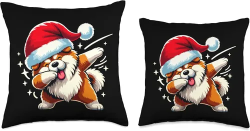 Vista 3 de Xmas Chow Chow Gifts Chow Dog Christmas Dab Pose Santa Hat Xmas Throw Pillow, 16x16, Multicolor