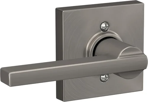 Vista 48 de Schlage F51A LAT 716 Latitude - Manija de puerta con bloqueo de entrada con llave, en acabado de bronce envejecido