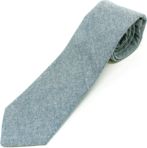 Vista 104 de Corbata delgada de algodón cambray para hombre, estilo desgastado texturizado - 2 1/2 pulgadas de ancho