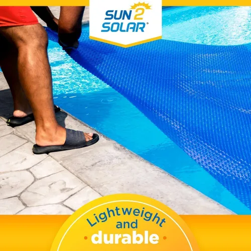 Vista 6 de Sun2Solar Cubierta solar ovalada azul de 10 pies x 15 pies 8 mil Manta de retención de calor para piscinas enterradas y sobre el suelo