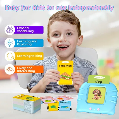 Vista 6 de Tarjetas flash parlantes con palabras visuales para niños pequeños de 2, 3, 4 años, juguetes sensoriales para niños autistas, juguetes educativos