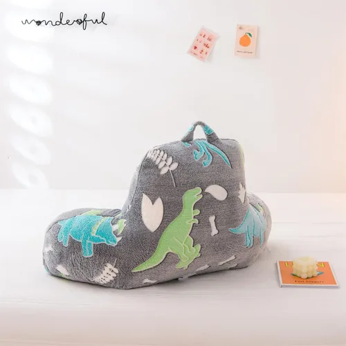 Vista 9 de Meeting Story Almohadas de Lectura Luminosas de Dinosaurio Verde que Brillan en la Oscuridad y Centellean con Brazos, Almohada de Respaldo