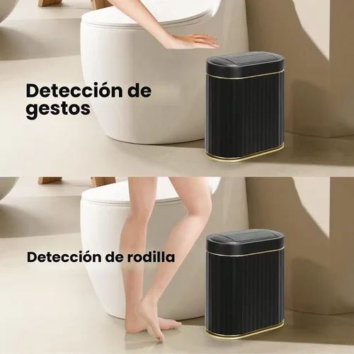 Vista 6 de ELPHECO - Cubo de basura de baño con tapa mariposa, papelero con sensor de movimiento para baño, papelera decorativa automática, accesorios de baño