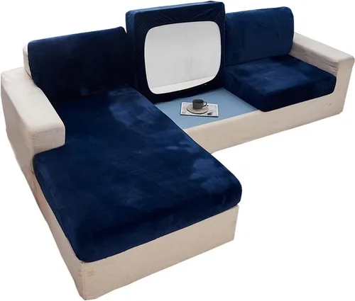 Vista 8 de lygooh Fundas de cojín de terciopelo elásticas para sofá, fundas de cojín para sofá, protector de muebles con parte inferior elástica para sofá