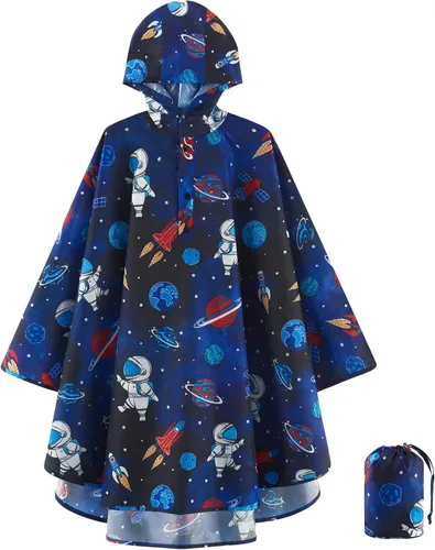 Vista 13 de WAWSAM Poncho de Lluvia Ligero para Niños Reutilizable Impermeable para Niños Pequeños Chaqueta de Lluvia