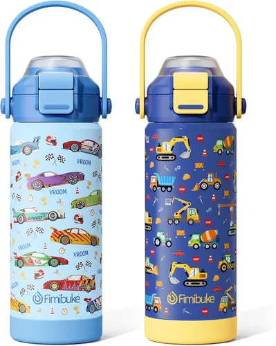Vista 19 de Botella de agua aislada para niños con pop-open pajita y pico 2-en-1, botella de agua aislada de 14 onzas para niños, botella de acero inoxidable