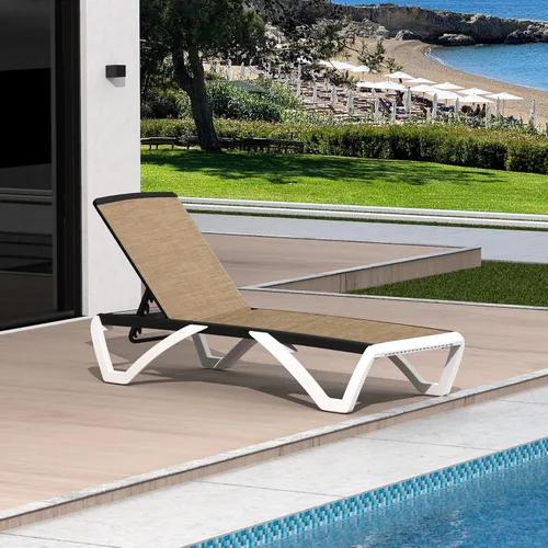 Vista 7 de Domi - Tumbona de aluminio para exteriores con respaldo ajustable, para playa, patio, balcón, piscina (1 silla marrón)