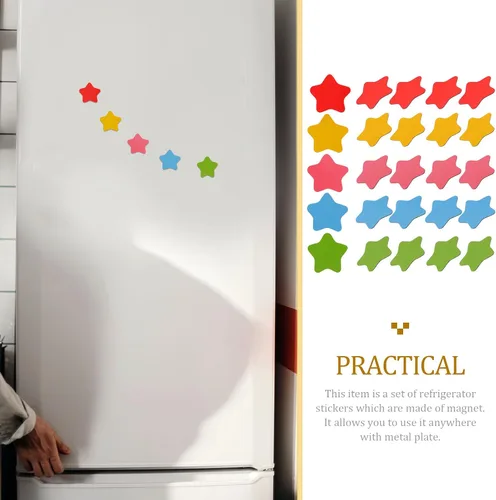 Vista 4 de STOBOK 120 imanes de estrella para refrigerador de 1.57 pulgadas, calcomanías magnéticas coloridas para refrigerador, pizarra, pizarra, oficina