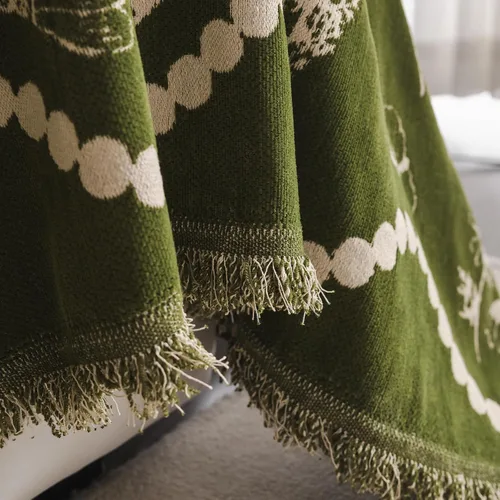 Vista 4 de DREAMINGO Funda para sillón reclinable con estampado floral verde y botánico de jacquard, 1 cojín, acogedora funda de felpilla para sala de estar