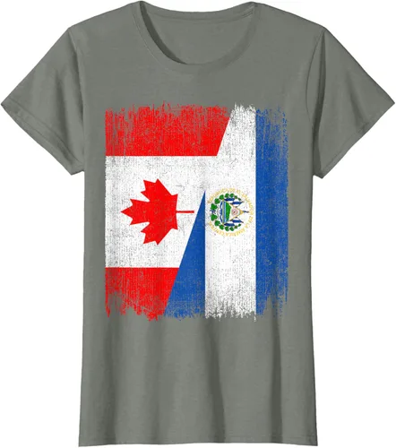 Vista 14 de Camiseta Half Canada El Salvador Flag Canadian Salvadoran Pride Roots