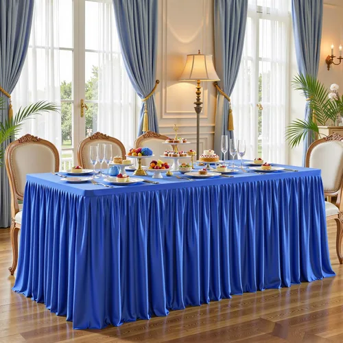 Vista 13 de Manteles de poliéster negro para mesas rectangulares de 4 pies, funda de mesa ajustada sin arrugas de 4 pies con falda para fiestas, bodas