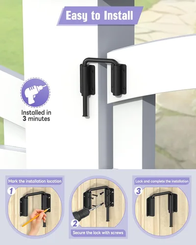 Vista 6 de Cerradura de bucle de puerta corredera multiángulo, cierre de aleación de aluminio de 90/180 grados para puerta de granero simple/doble, ventana