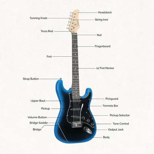 Vista 7 de GLARRY Guitarra eléctrica de tamaño completo para principiantes amantes de la música con amplificador de 20 W y paquete de accesorios para guitarra