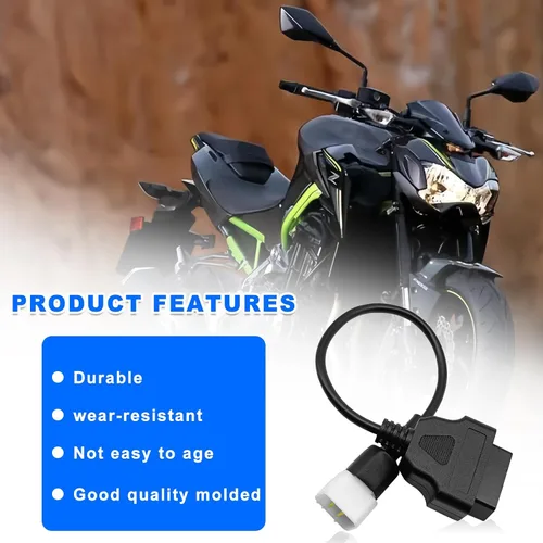 Vista 5 de Adaptador de diagnóstico OBD OBD2 de 6 pines, motocicleta Delphi, conector de cable de herramienta de diagnóstico OBD compatible con Z900RS / Z800
