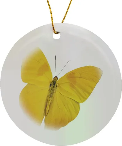 Vista 8 de 3dRose orn_33264_1 Adorno colgante decorativo de copos de nieve de mariposa amarilla, porcelana, 3 pulgadas