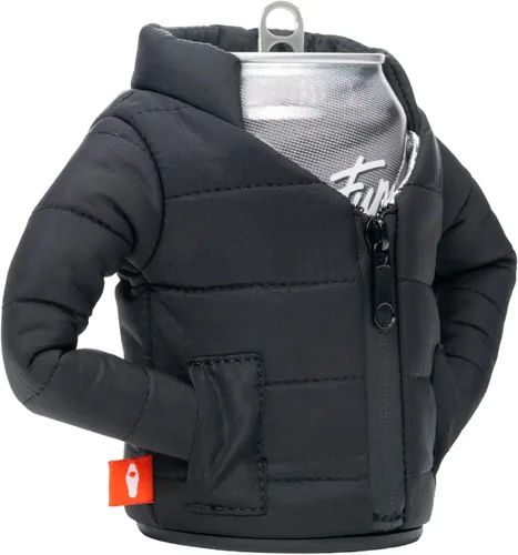 Vista 8 de Puffin - The Puffy Jacket - Enfriador de latas aislado de 12 oz I Botella de cerveza y soda aislante, mantiene las bebidas y bebidas frías - Negro