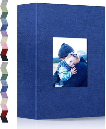 Vista 44 de popotop - Álbum de fotos 4x6 con 100 fotos, libros de fotos con 100 bolsillos verticales, cubierta de lino, álbumes para fotos familiares, de boda