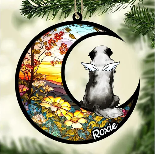 Vista 879 de LOVELYPOD Adorno de Navidad personalizado para perro Basset Hound (marrón) Basset Hound (marrón) adorno para atrapasoles de perro, razas de perros
