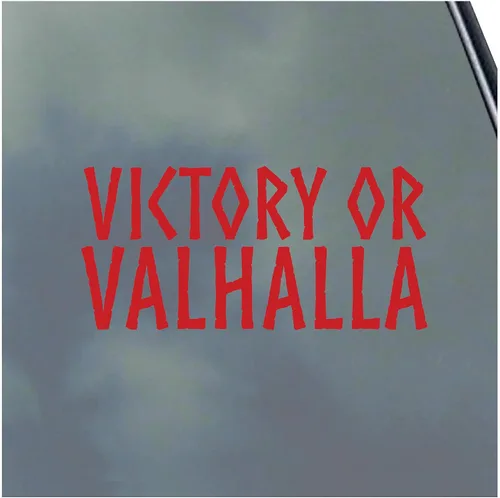 Vista 4 de Adhesivo de vinilo Victory or Valhalla Viking Asatru Thor Loki Runic Symbol Find Your Way Negro