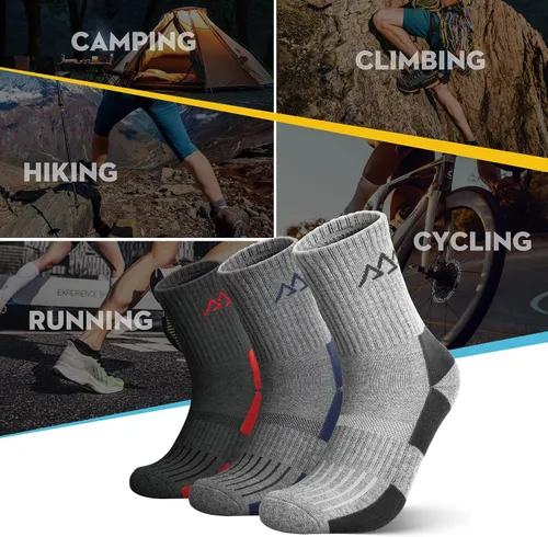 Vista 22 de innotree 3 Pack Men's Merino Wool Hiking Socks, Micro Crew Cushioned Hiking Walking Thermal Moisture Wicking Trekking Socks