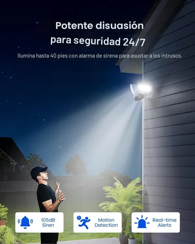 Vista 5 de REOLINK Elite Floodlight WiFi, 4K 8MP 180° cámara panorámica con cable reflector, 3000 lúmenes ajustables, búsqueda de video AI local, Wi-Fi 6