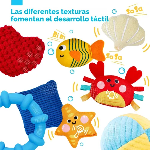Vista 4 de Hahaland - Juguetes para bebés de 0 a 6 meses, asiento de automóvil, juguete de pulpo de peluche con cuerdas de tracción Infant Hanging Toy for