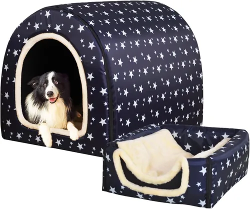 Vista 46 de Cama para gato o cama para perro, 2 formas de uso, casa de mascotas para interior con alfombra esponjosa, cubierta extraíble y lavable, fondo Grúas