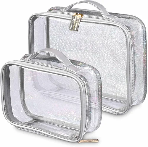 Vista 13 de BYOOTIQUE AW 420D - Neceser de viaje de nailon transparente, portátil, ligero, transparente, organizador de almacenamiento de cosméticos, piscina
