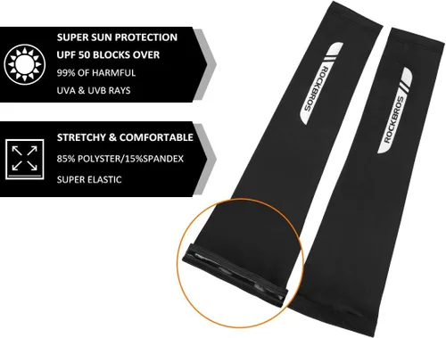 Vista 30 de ROCKBROS Mangas de protección solar para brazos, enfriamiento, correr, golf, pesca, ciclismo, mangas para brazos
