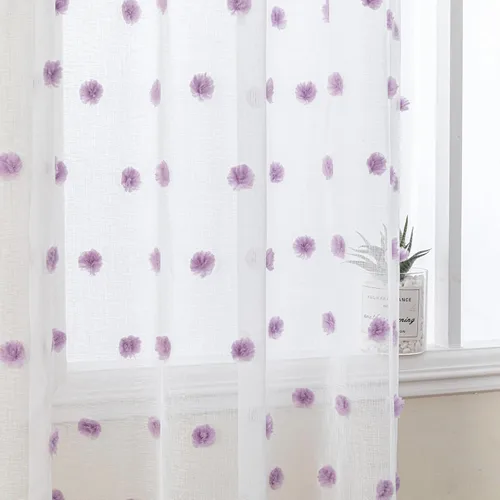 Vista 16 de MYSKY HOME Cortinas rosas para dormitorio de niñas, habitación de guardería, pompones para habitación de niñas y niños, cortinas traslúcidas blancas
