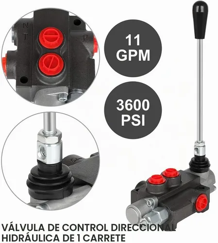 Vista 3 de Válvula de control de flujo hidráulico 1 carrete válvula de alivio ajustable de 11 GPM 3600 PSI Hydraulic Loader Valve for Tractor Loader W