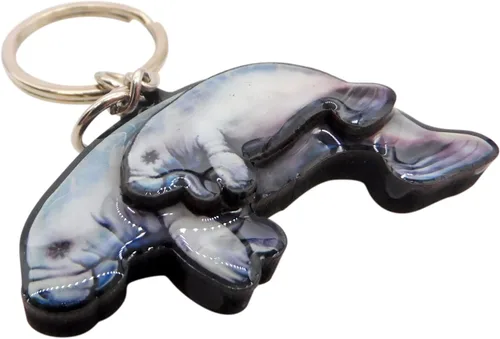 Vista 2 de Westmon Works Manatee - Llavero acrílico con anillo de metal para mamá y ternera Florida Souvenir, Multi