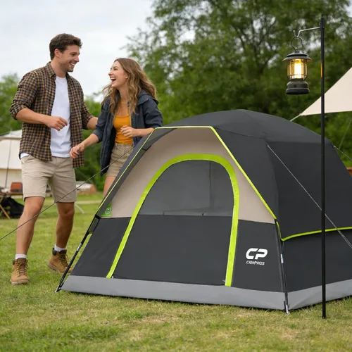 Vista 7 de CAMPROS CP Camping Tent 2/4/6 Person, Waterproof Windproof Double Layer Dome Tent, Easy Setup with Large Mesh Windows & Wide Door for Outdoor
