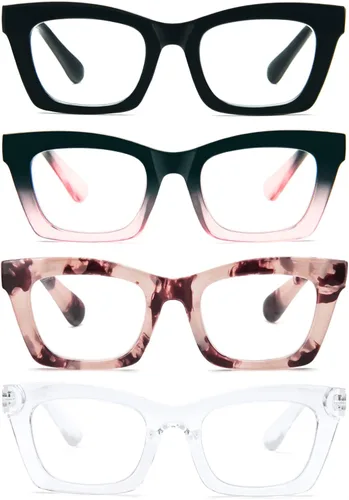 Vista 10 de Gafas de lectura para mujer, estilo Oprah, de gran tamaño, con bisagra de resorte cuadrada, lentes de bloqueo de luz azul
