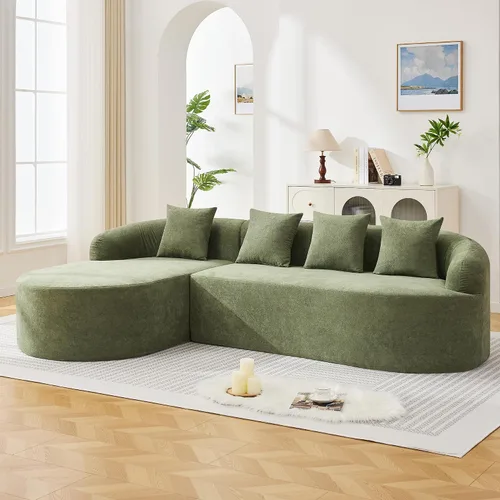 Vista 14 de Sofá modular de 4 plazas sin hueso de 110 pulgadas, sofá de nube curvado de chenilla de gran tamaño, sofás modernos de 4 plazas para sala de estar
