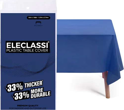 Vista 15 de Eleclassi Negro Paquete de 12 Manteles Redondos de Plástico Desechables Premium - Manteles de Mesa de Plástico Redondos de 84 Pulgadas para Fiestas