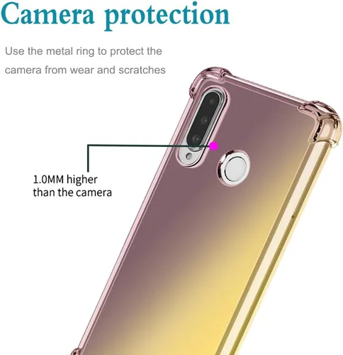 Vista 4 de Funda protectora para Huawei P30 Lite/Nova 4E MAR-LX3A, lindo degradado transparente delgado, a prueba de golpes, suave, flexible, TPU, funda