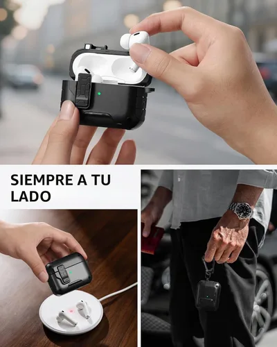 Vista 10 de Lerobo - Funda para AirPod Pro 2ª/1ª con bloqueo seguro compatible con Magsafe B-Negro