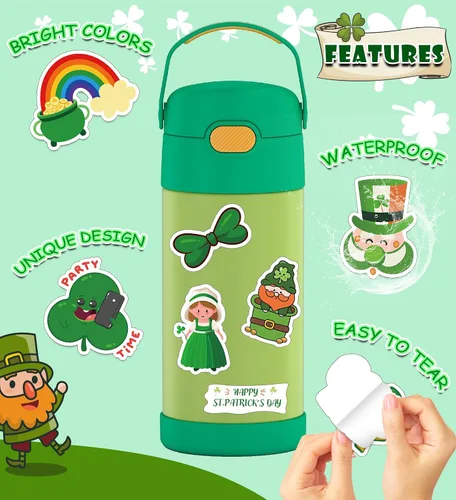 Vista 3 de Decoraciones del día de San Patricio - Pegatinas del día de San Patricio para niños - Accesorios del día de San Patricio, regalos de trébol