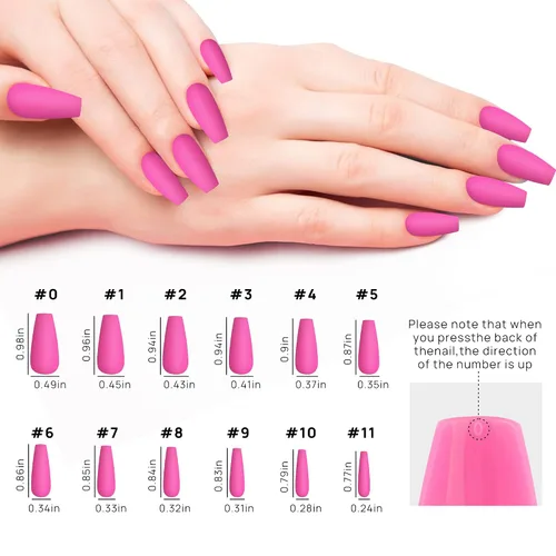 Vista 4 de 576 uñas postizas con forma de ballet de ataúd, uñas postizas acrílicas de cobertura completa, 24 colores con pegamento de uñas de 0.24 onzas