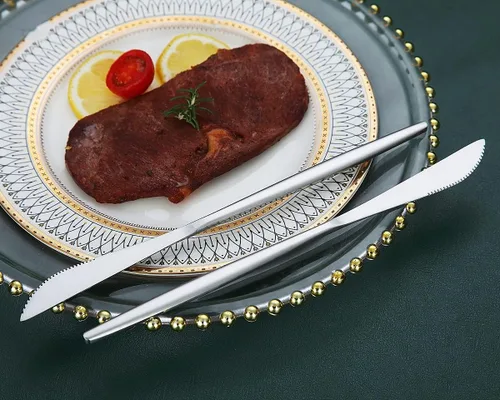 Vista 4 de HOMQUEN Cuchillos de cena, 6 piezas, cuchillo de cena de plata mate de acero inoxidable, cuchillo de mantequilla resistente, cuchillos
