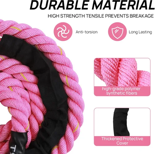 Vista 3 de Cuerda de saltar con peso para fitness – Cuerda de saltar pesada para mujeres y adultos, ideal para entrenamientos de gimnasio en casa