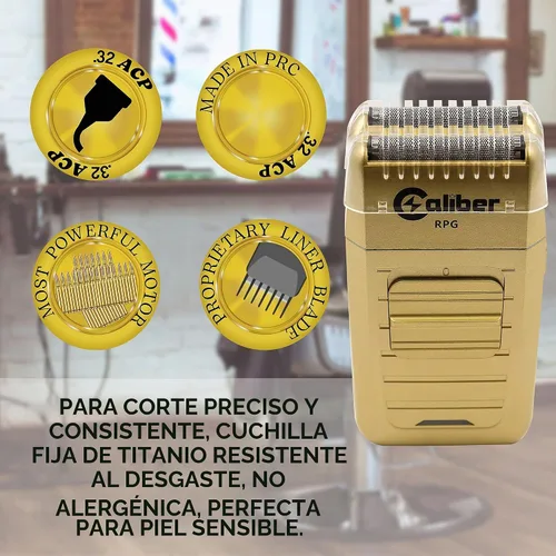 Vista 7 de Caliber Pro - Afeitadora RPG - Afeitadoras profesionales de corte cerrado con cepillo de limpieza - Recortadora inalámbrica de pelo y barba