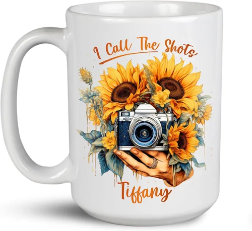 Vista 16 de Taza de café personalizada con nombre, taza de regalo personalizada para amantes de la fotografía, amigos, familia, taza de té blanca de 11 o 15