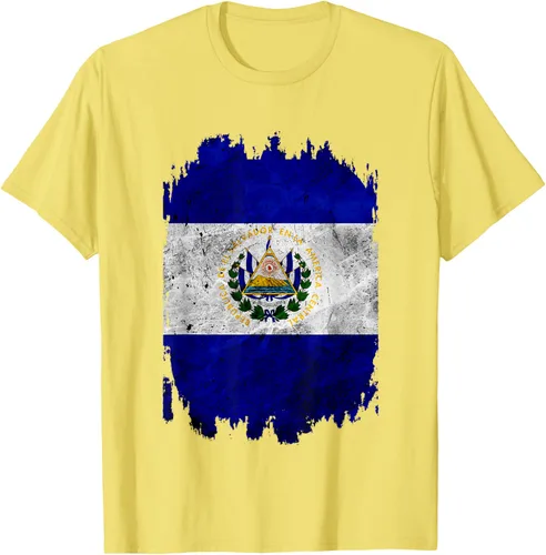 Vista 32 de Camiseta con bandera de El Salvador de El Salvador con diseño de bandera de El Salvador, Negro, S