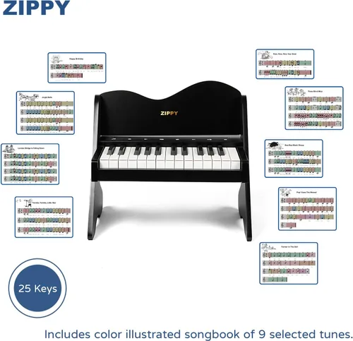 Vista 4 de ZIPPY Teclado de piano para niños, piano digital de 25 teclas para niños, panel de control sensible al tacto, volumen ajustable, mini juguete