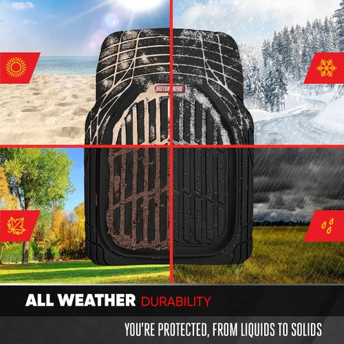 Vista 7 de Motor Trend FlexTough 4 piezas de alfombrillas resistentes para coches, camiones, SUV, juego completo de alfombrillas para automóvil, delanteras