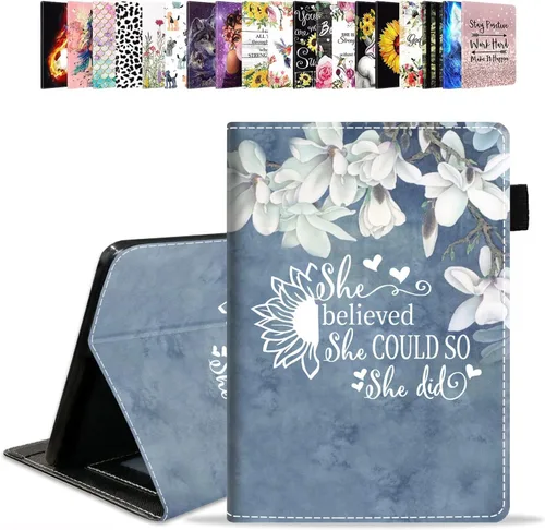 Vista 12 de Funda para tablet Amazon Kindle Fire HD 10 de 10.1" (9ª/7ª generación, versión 2019/2017) – Funda de piel sintética con función de encendido